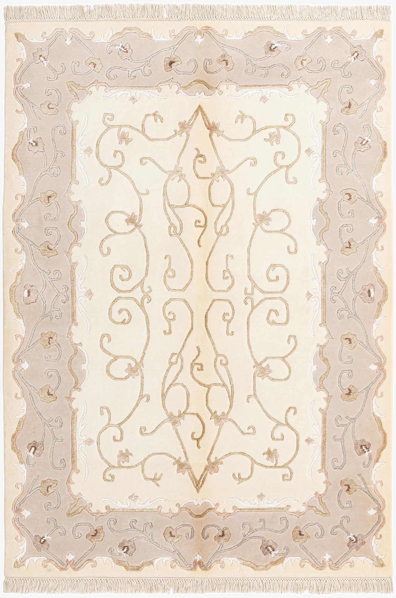  4' 2 x 5' 11  Hand Knotted Darya Wool Rug