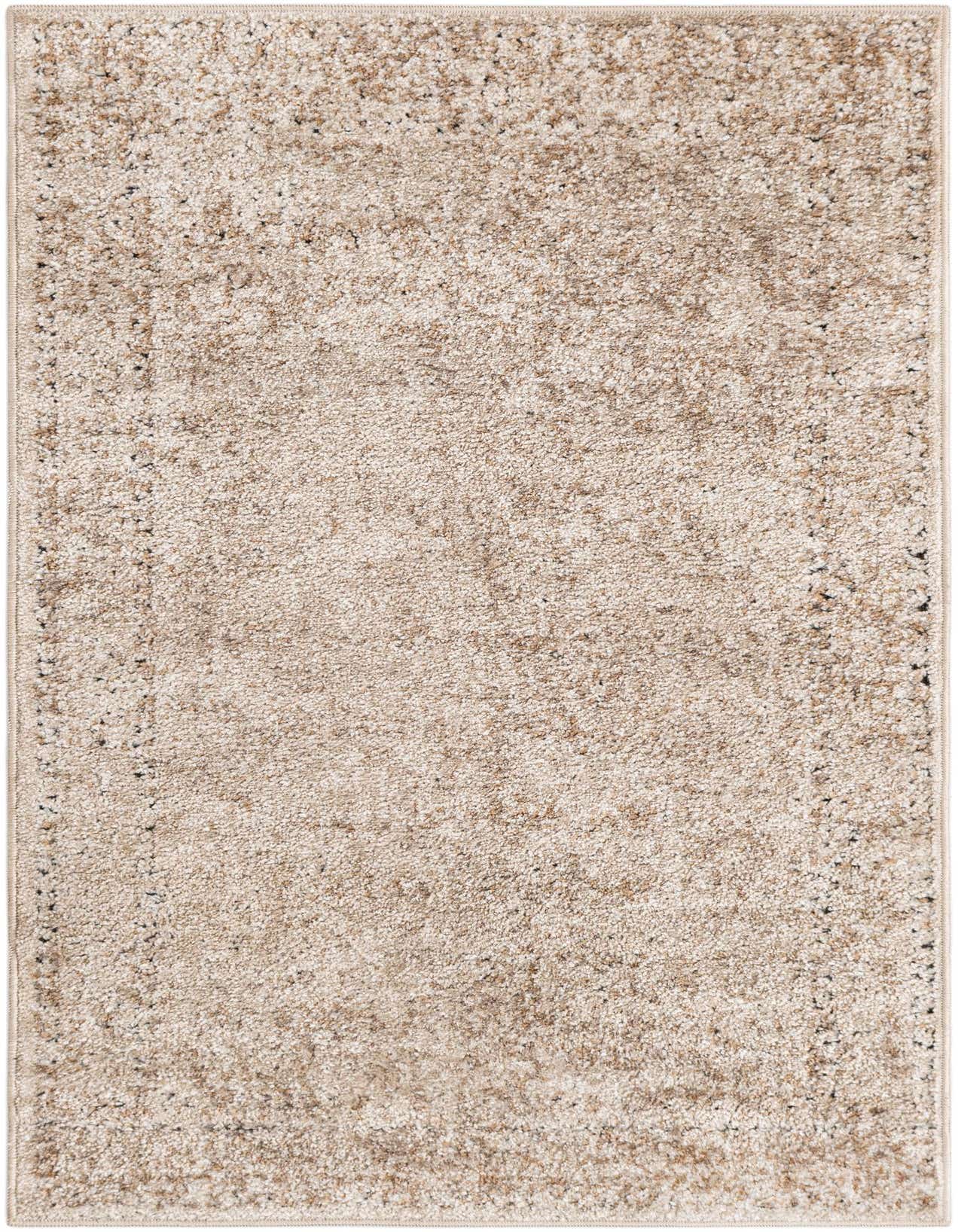 A 2x3 rectangular Eliza rug from Rugs.com in varying shades of brown, tan, and cream, featuring a textured, high pile.