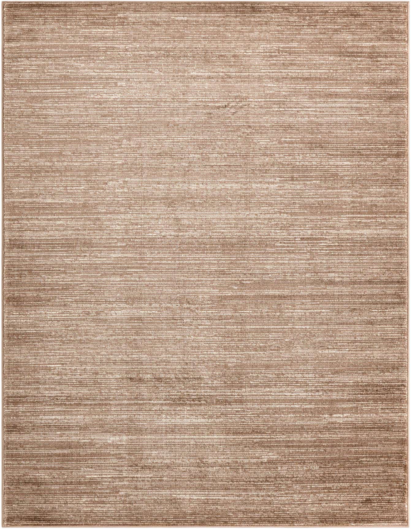 A 5x8 rectangular Finsbury area rug in varying shades of brown and tan with a subtle striped, high-low textured pile.