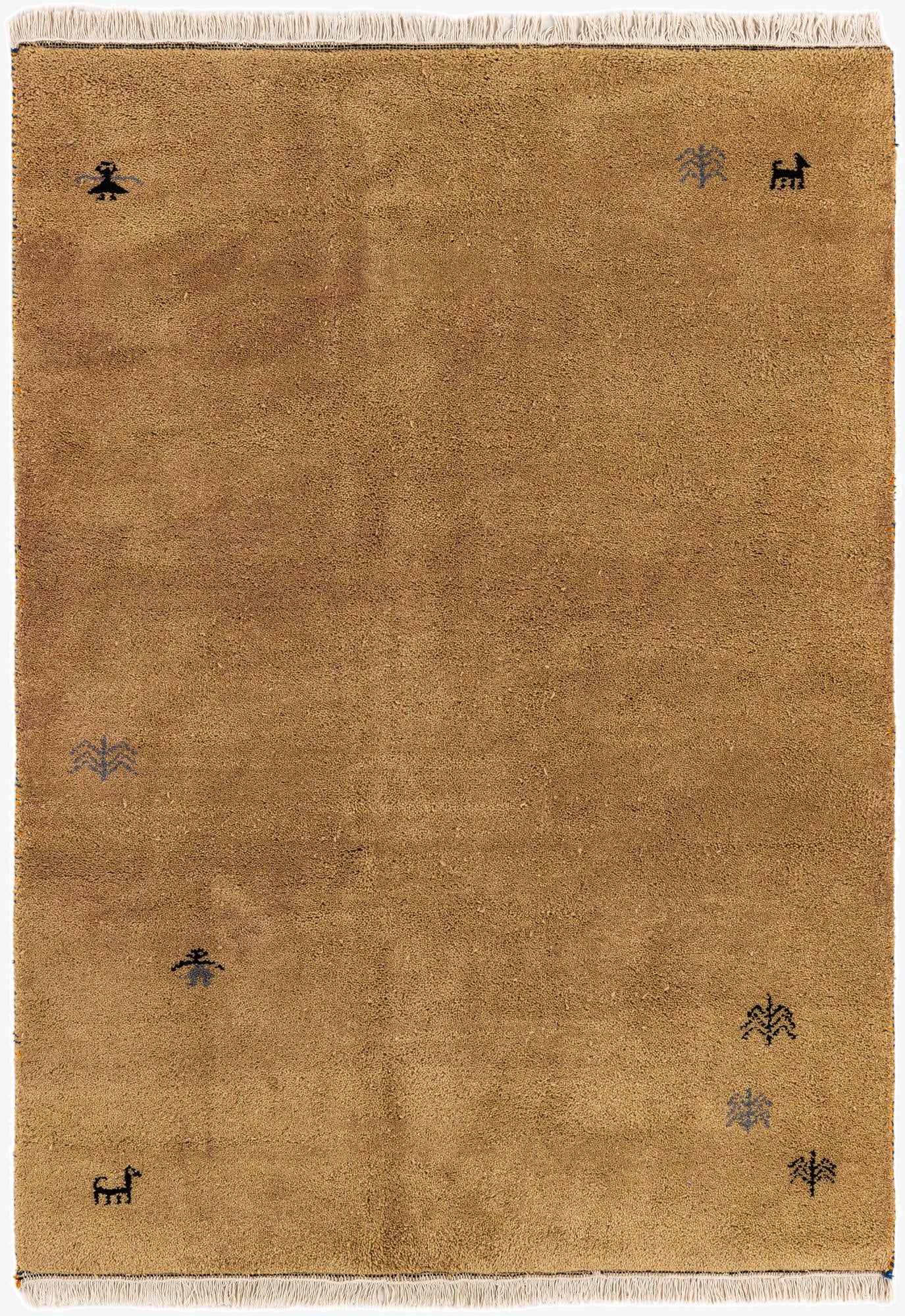  4' 3 x 6' 3  Hand Knotted Gabbeh Wool Rug