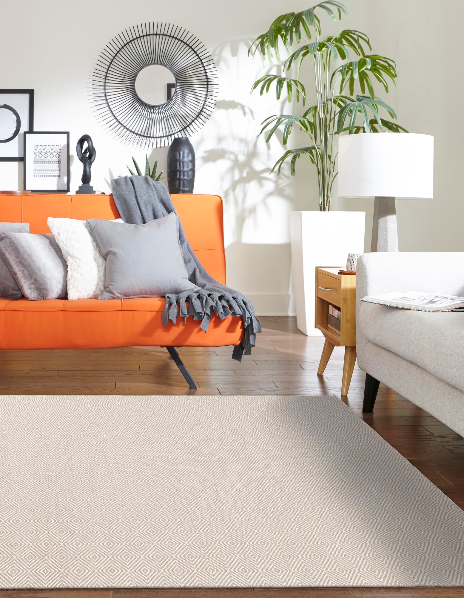 Beige 5' 1 x 8' Hand Woven Geo Trellis Flatweave Rug | Rugs.com