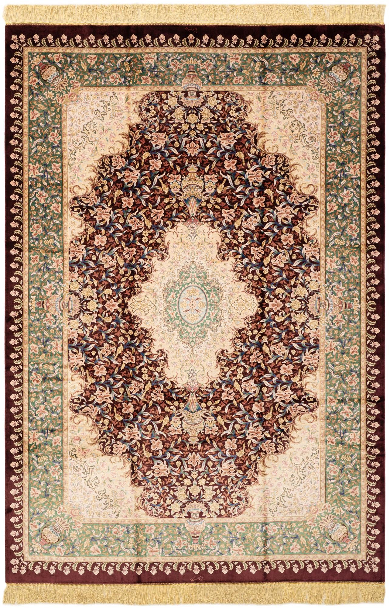  4' 9 x 7' 2 Ghom Design Rug