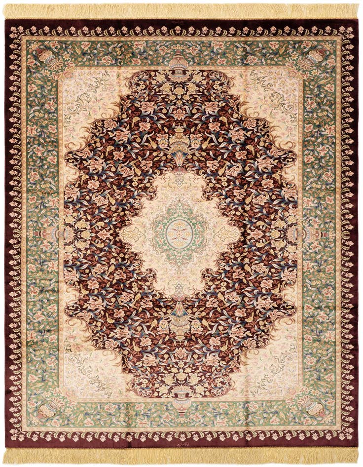 Detail image of  4' 9 x 7' 2 Ghom Design Rug