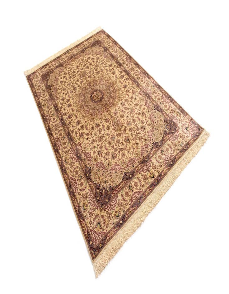 Detail image of  4' 2 x 6' 6 Ghom Silk Rug