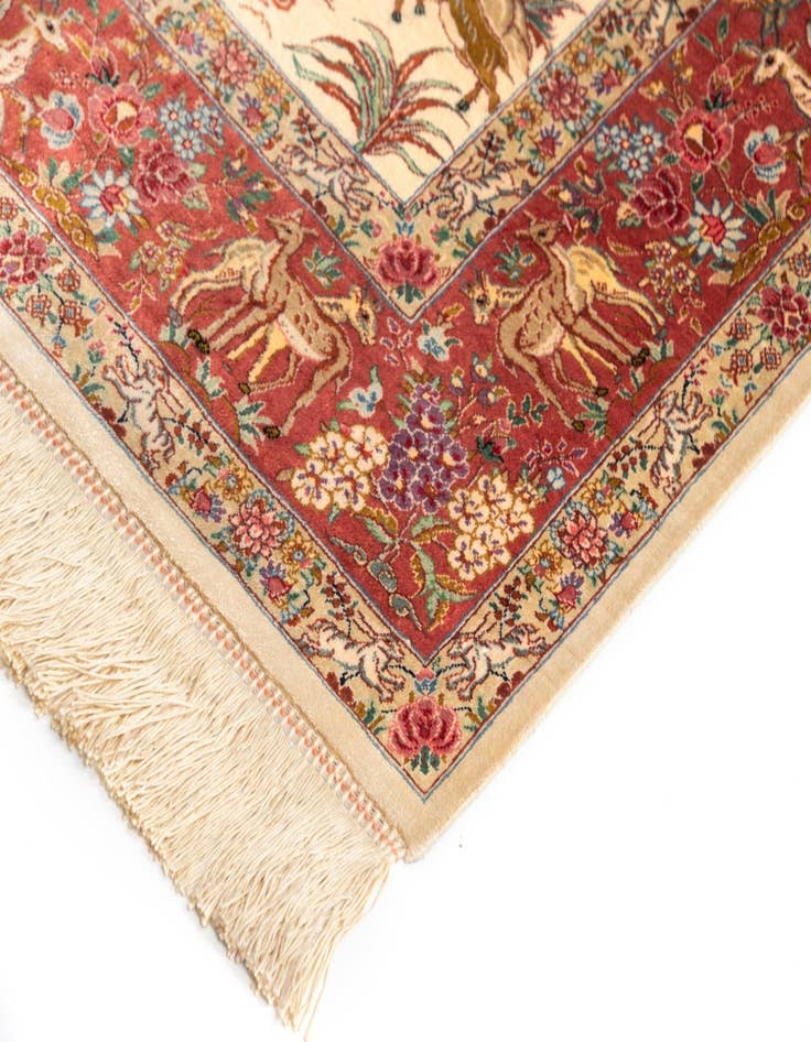Detail image of  4' 3 x 6' 6 Ghom Silk Rug