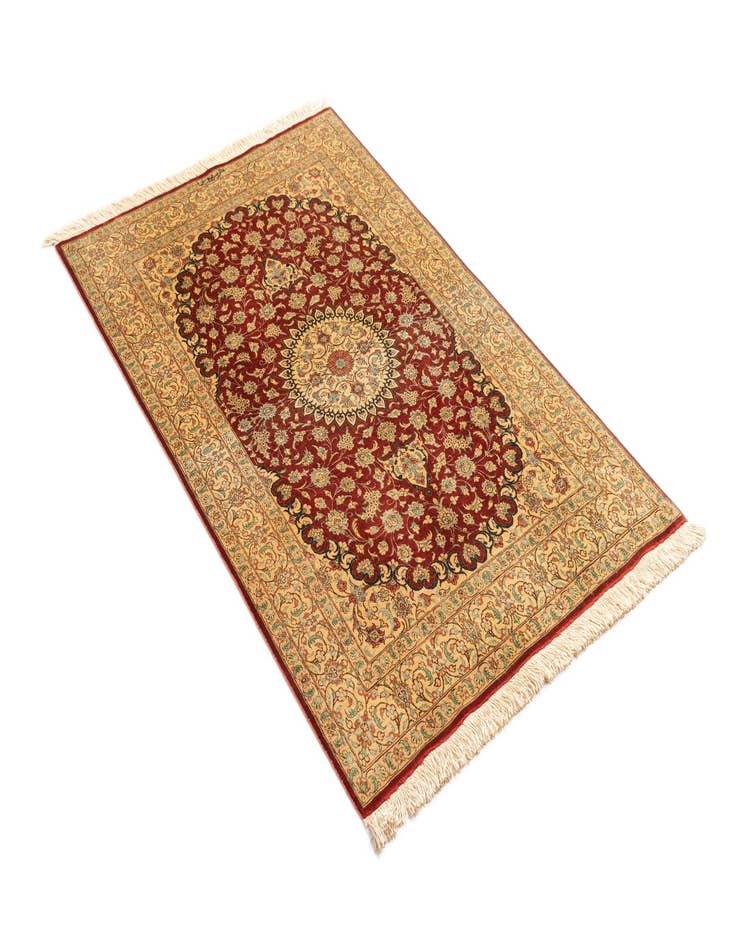 Detail image of  2' 7 x 4' Ghom Silk Rug