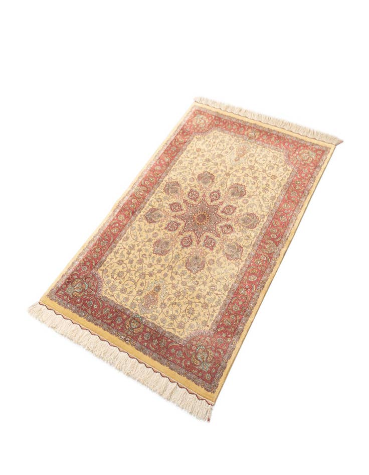 Detail image of  3' 4 x 4' 11 Ghom Silk Rug