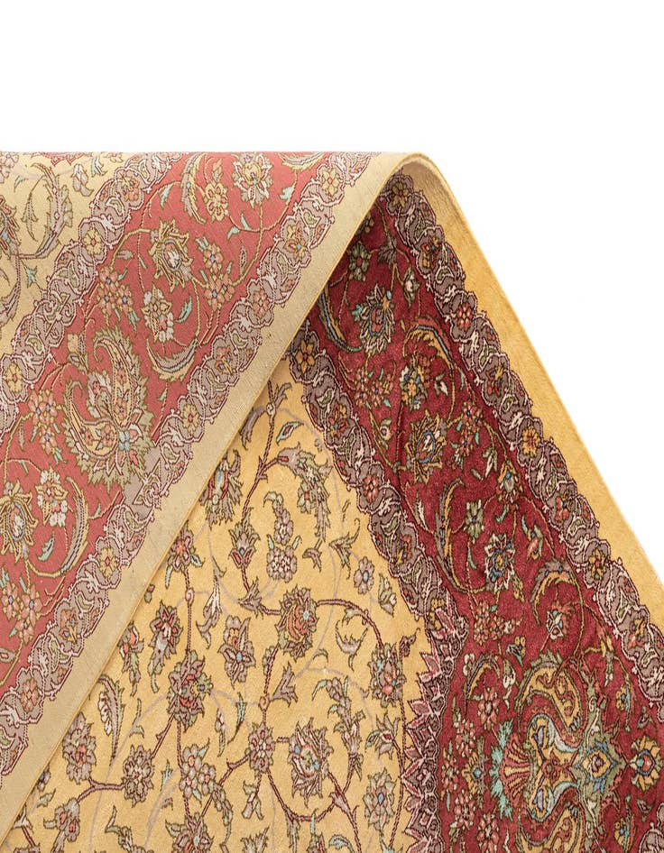 Detail image of  3' 4 x 4' 11 Ghom Silk Rug