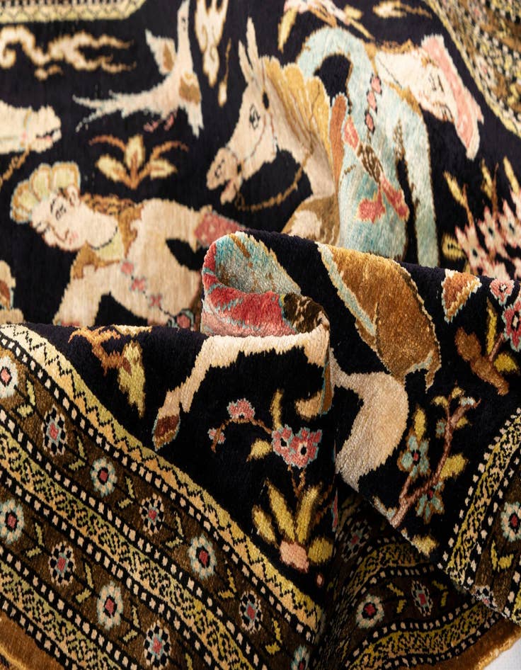 Detail image of  2' 11 x 4' 3 Ghom Silk Rug