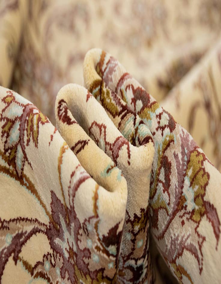 Detail image of  6' 5 x 9' 8  Hand Knotted Ghom Silk Persian Rug