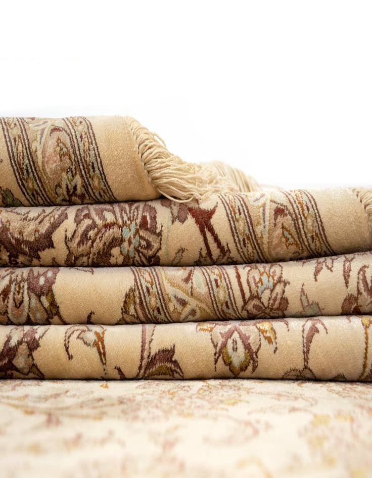 Detail image of  6' 5 x 9' 9  Hand Knotted Ghom Silk Persian Rug