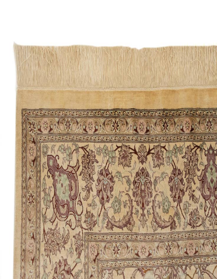 Detail image of  6' 5 x 9' 9  Hand Knotted Ghom Silk Persian Rug