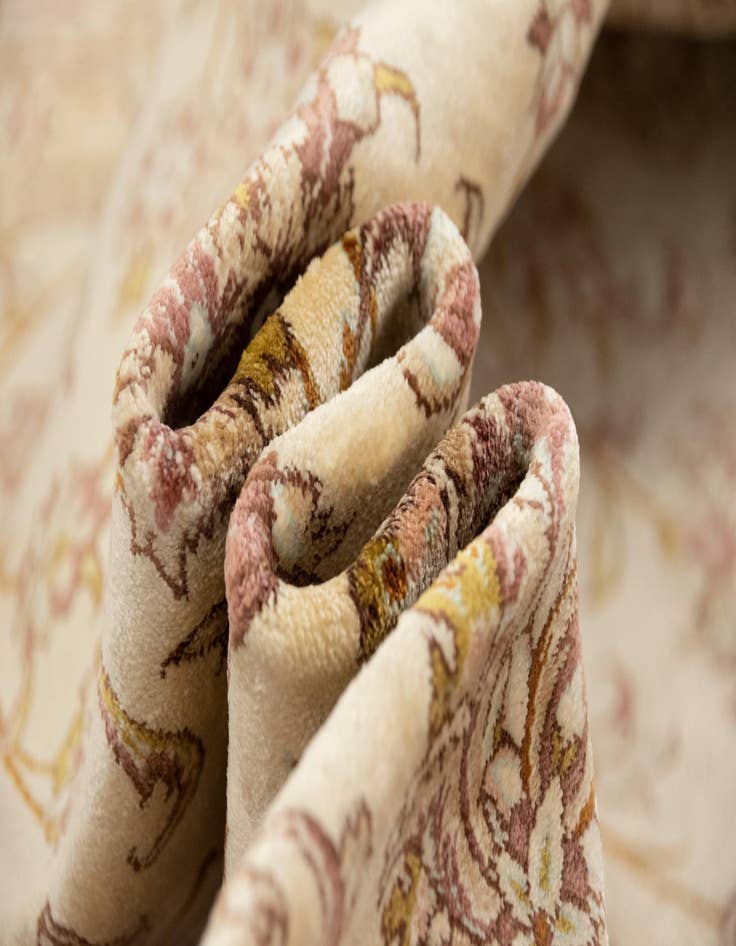 Detail image of  6' 5 x 9' 9  Hand Knotted Ghom Silk Persian Rug