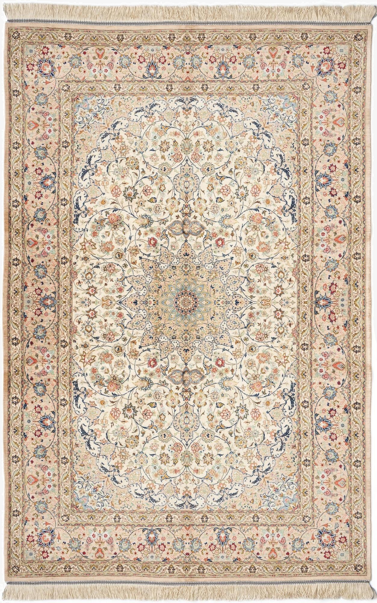  4' 2 x 6' 6 Ghom Silk Rug