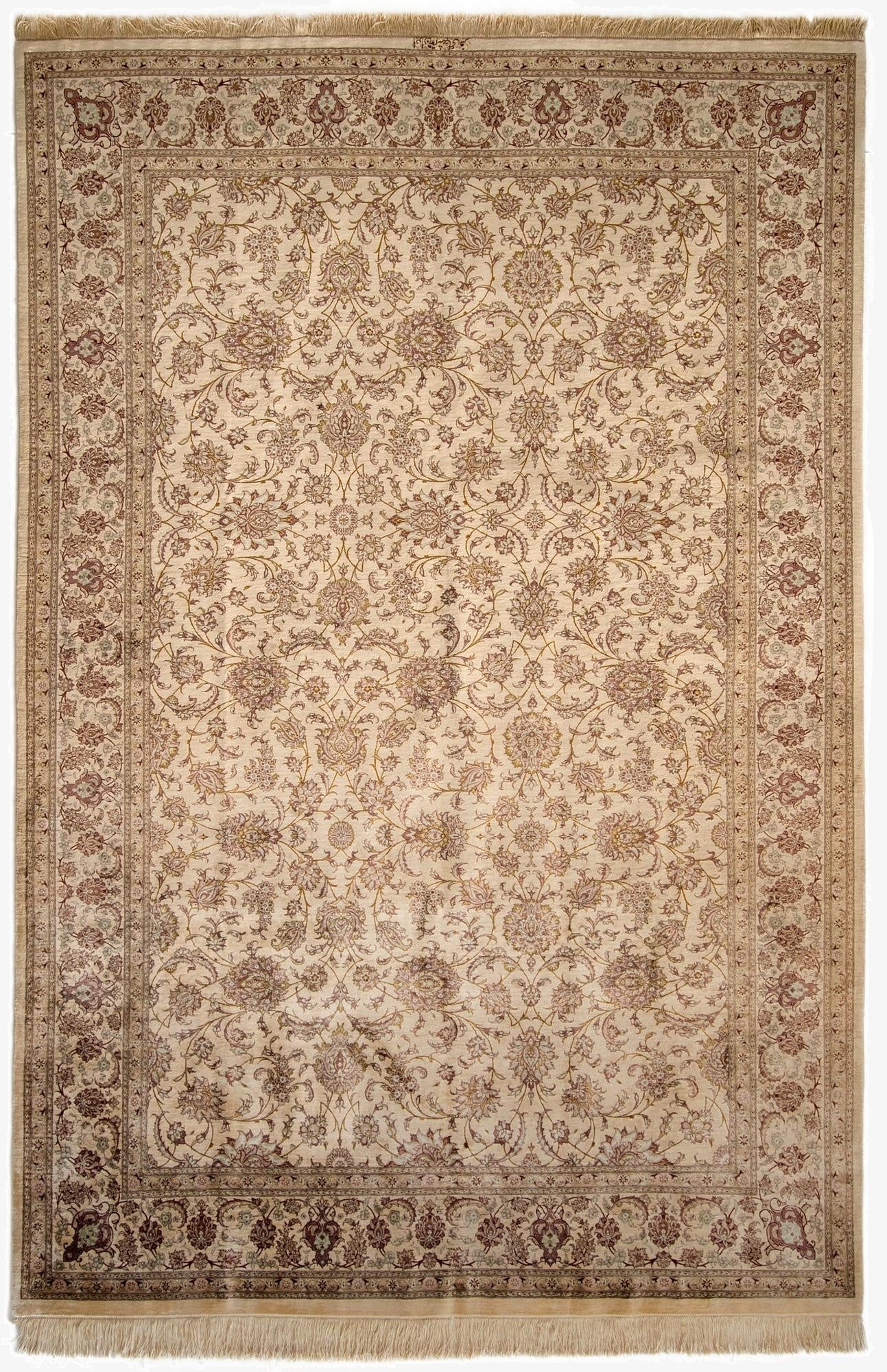  6' 5 x 9' 9  Hand Knotted Ghom Silk Persian Rug