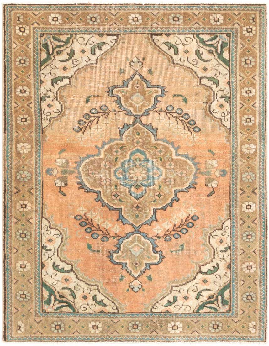 A 3x5 rectangular Hamedan wool rug featuring a traditional tribal pattern in shades of brown, tan, cream, and hints of blue and green.
