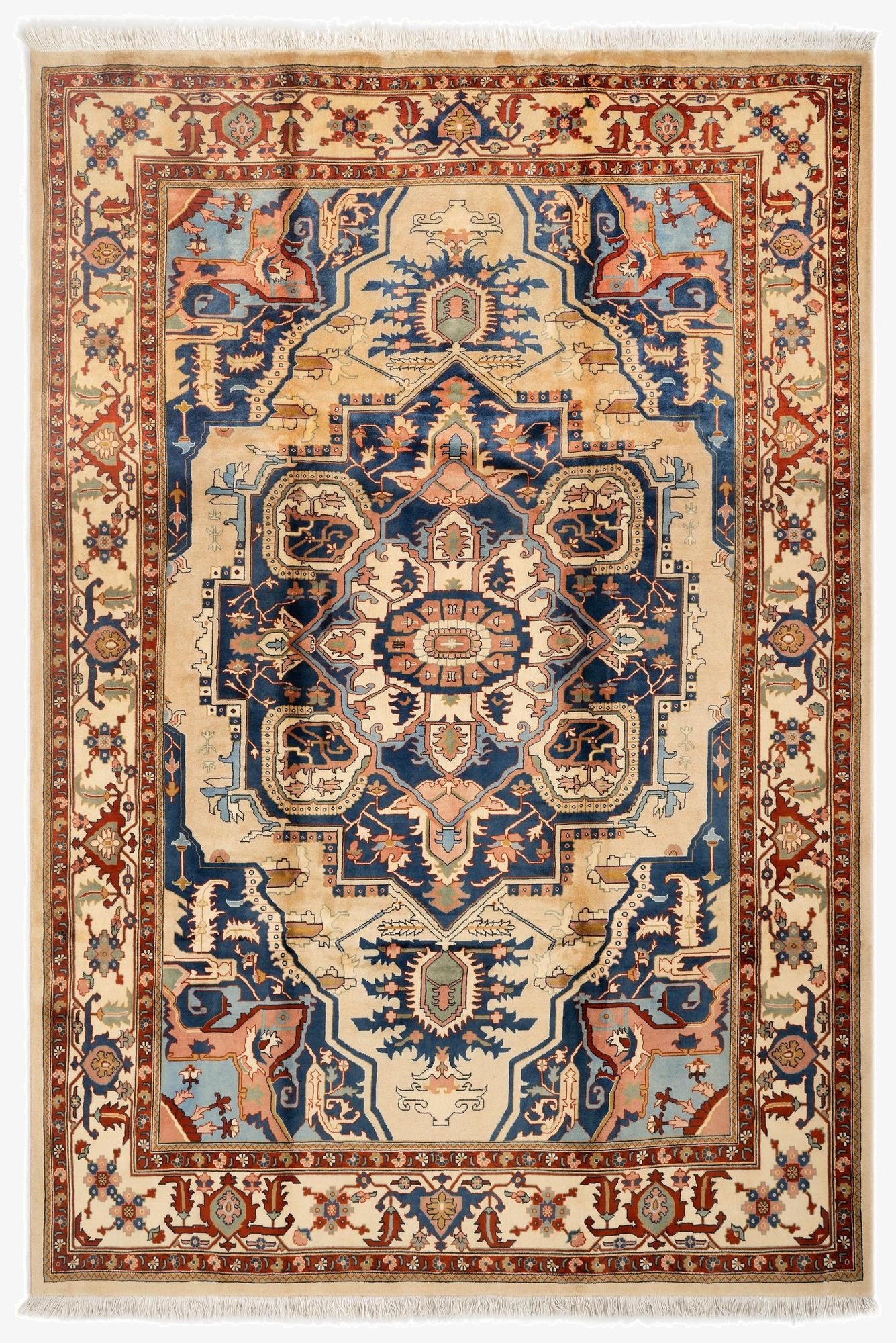  6' 8 x 9' 9  Hand Knotted Indo Heriz Wool Rug