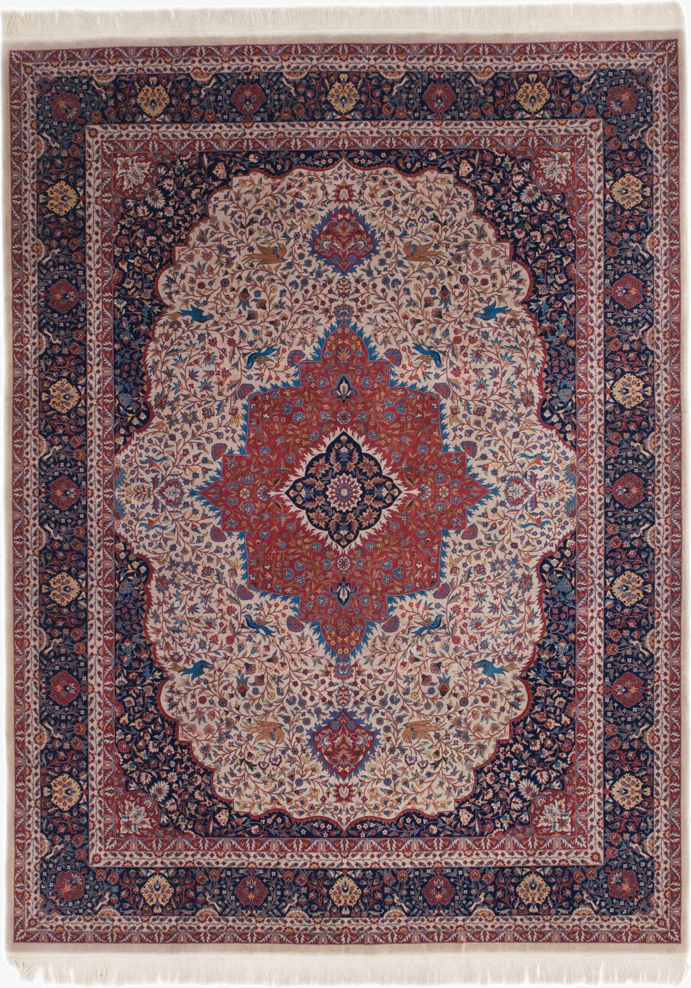  7' 2 x 9' 7  Hand Knotted Isfahan Oriental Wool Rug