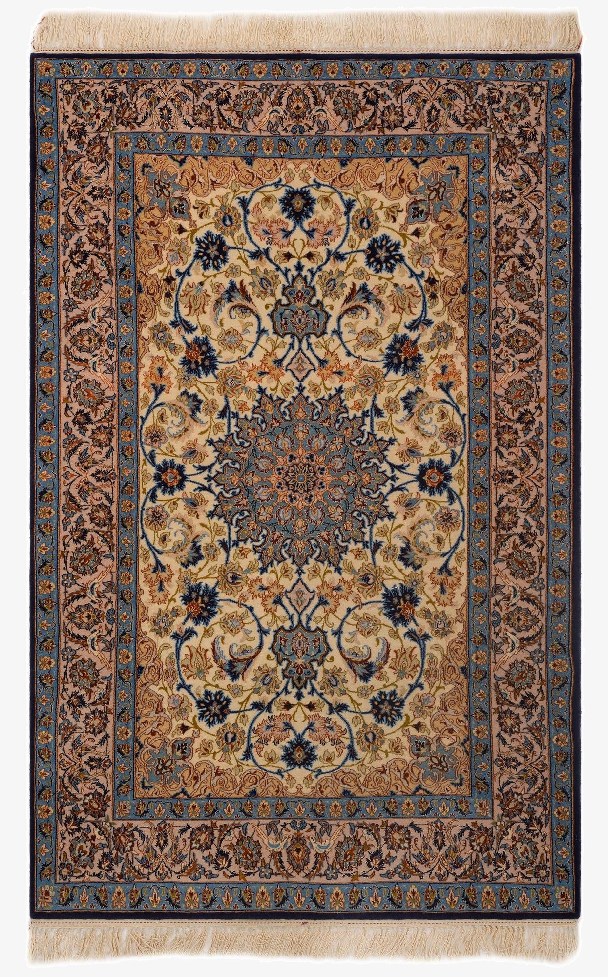  3' 7 x 5' 5  Hand Knotted Isfahan Persian Rug