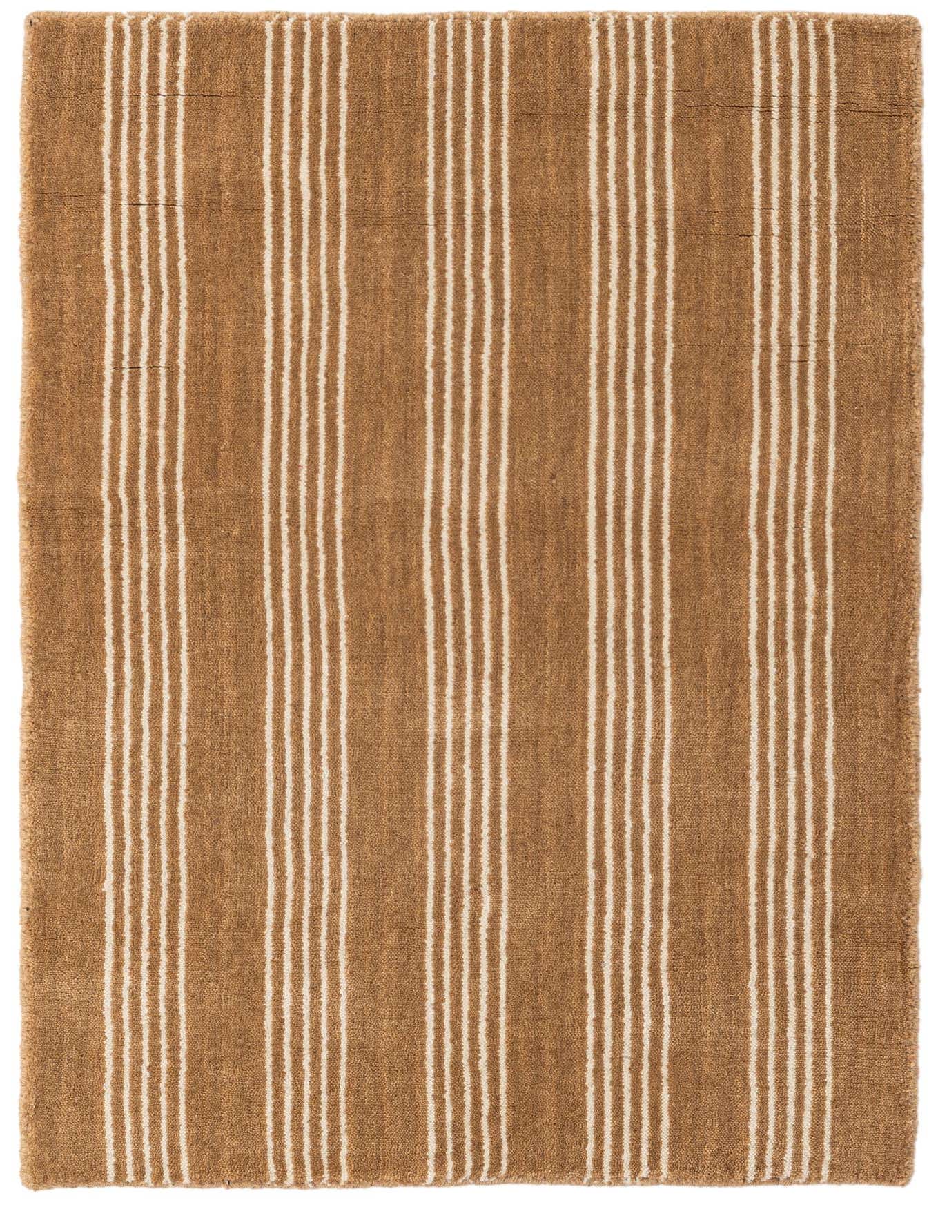 A 2x3 rectangular Jill Zarin Natural Wool rug featuring a modern stripe pattern in brown and ivory tones.