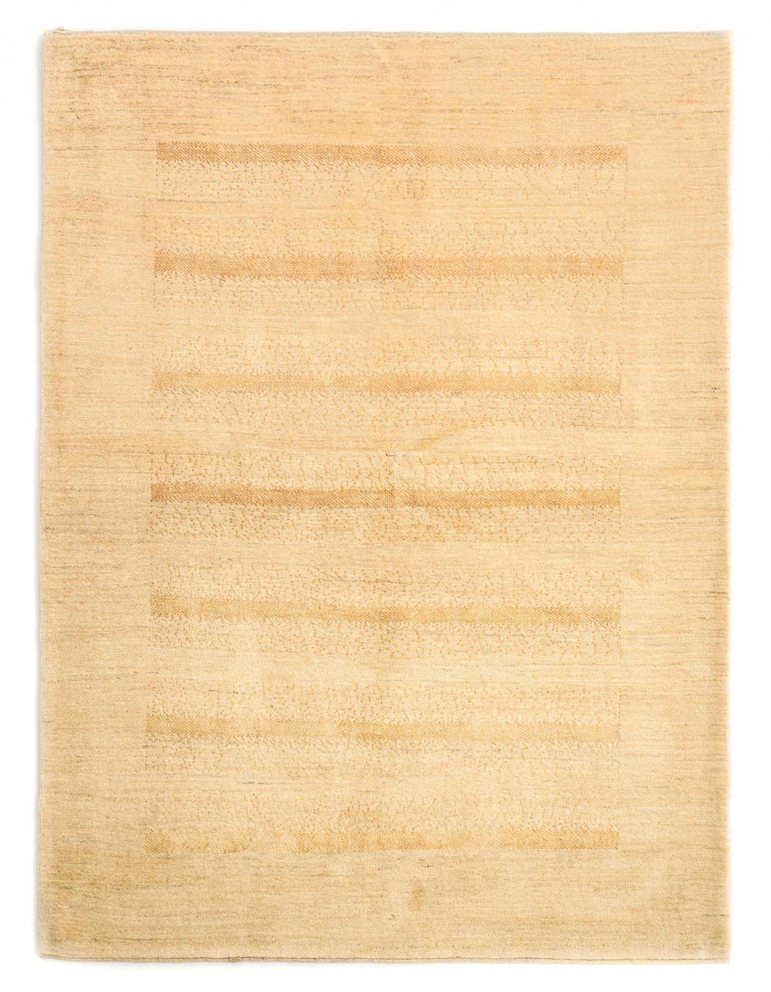 A 5x8 rectangular Juma Persian rug in warm brown and tan tones, featuring a subtle striped pattern.