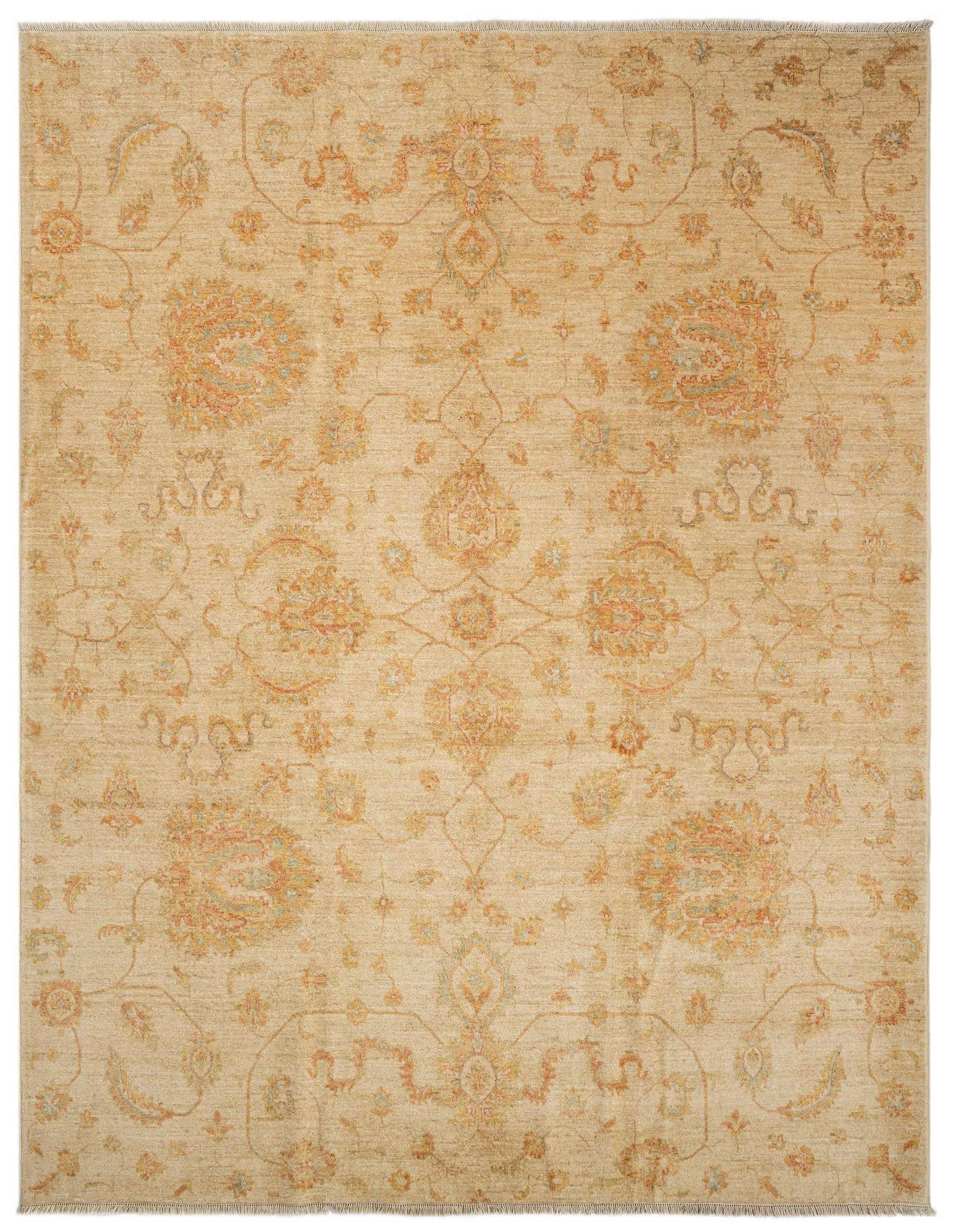 An 8x10 rectangular Kaizar Persian rug in warm brown and ivory tones, featuring an intricate floral and medallion pattern.