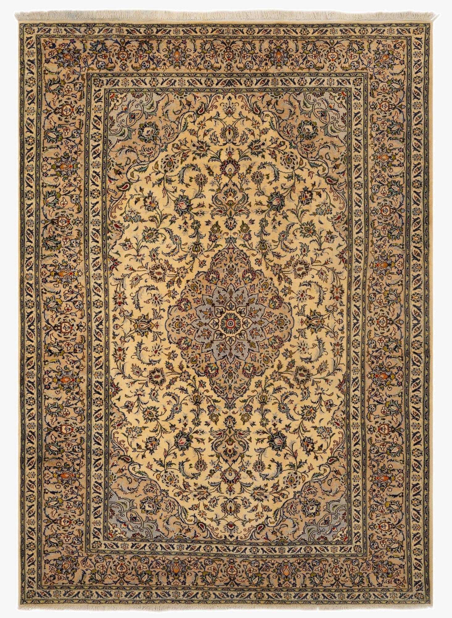  8' x 11' 7  Hand Knotted Kashan Persian Wool Rug