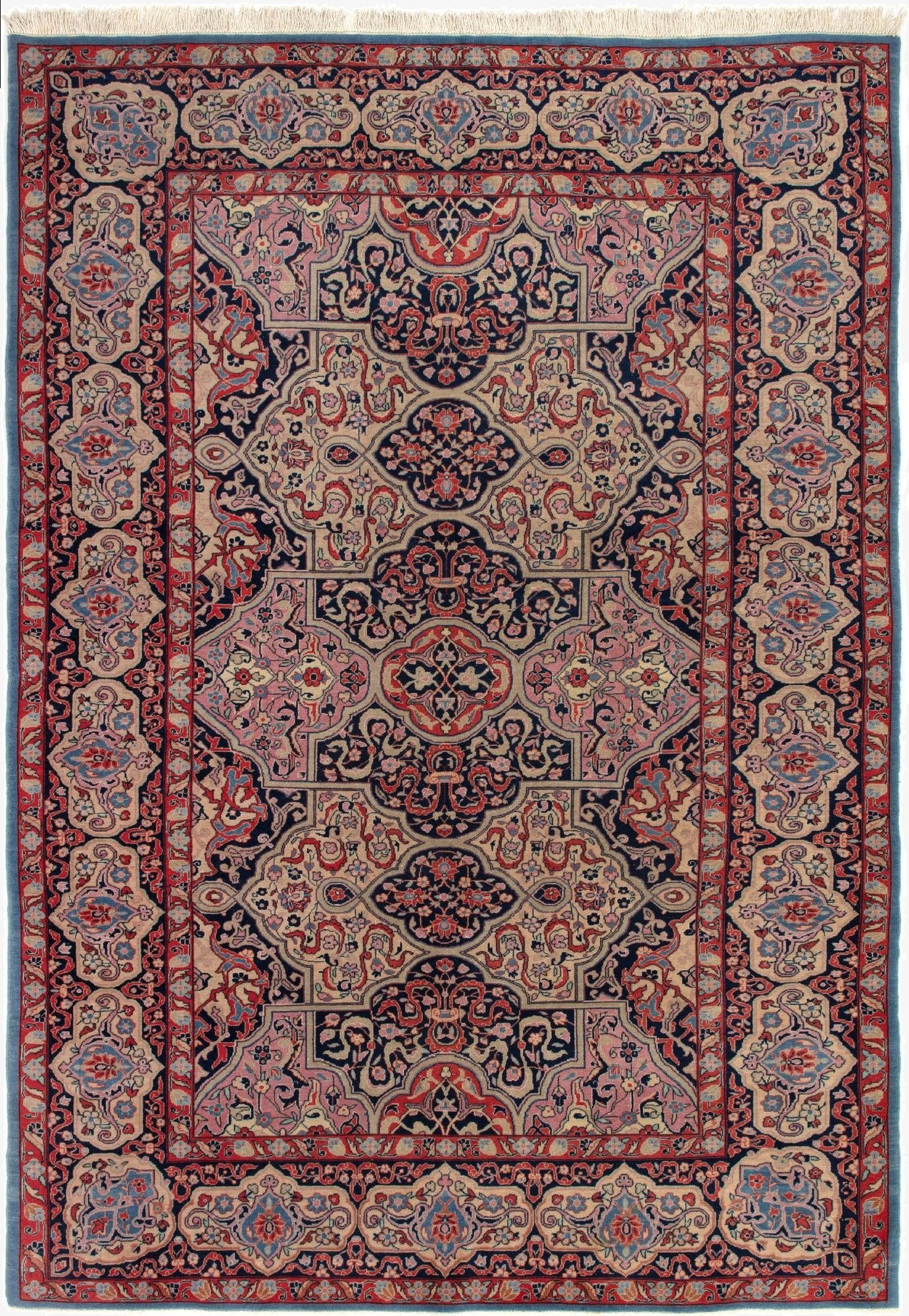  4' 5 x 6' 6  Hand Knotted Kashan Persian Rug