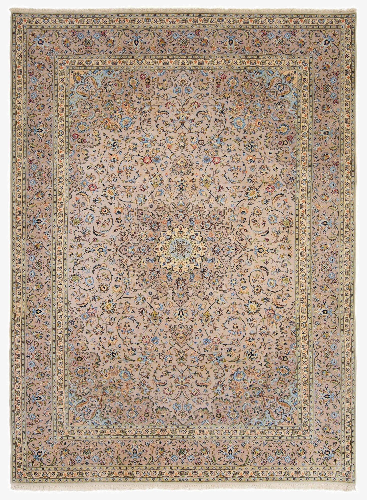  8' 2 x 11' 5  Hand Knotted Kashan Persian Wool Rug
