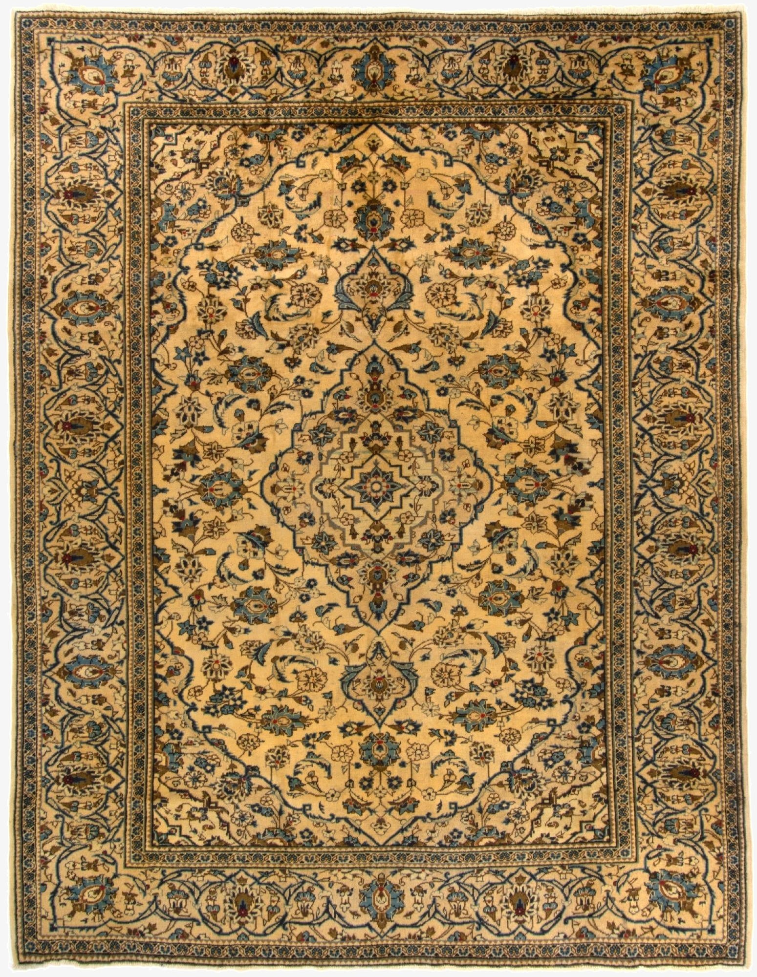  8' x 10' 3  Hand Knotted Kashan Persian Wool Rug