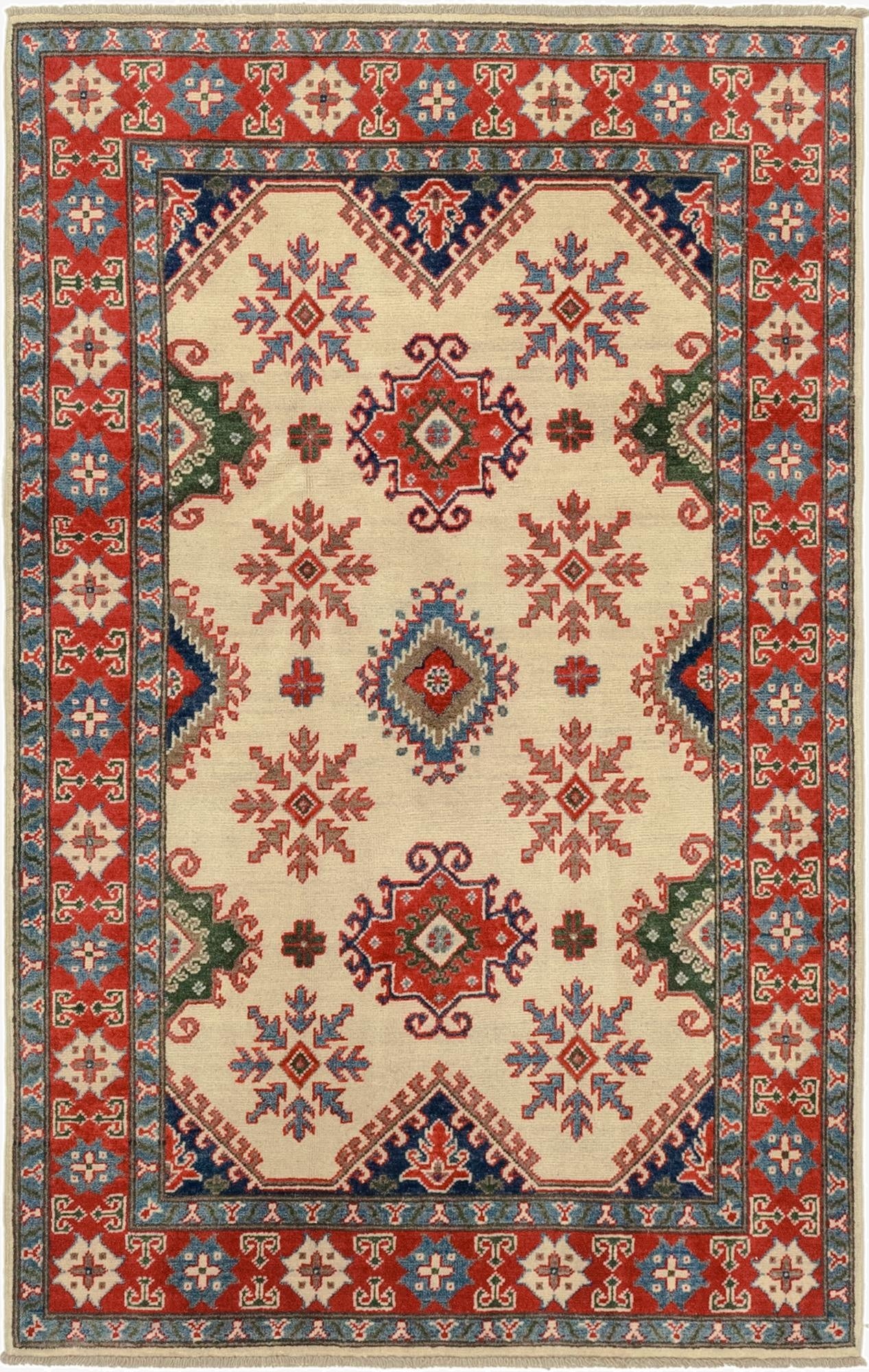  3' 10 x 6' 2  Hand Knotted Kazak Rug