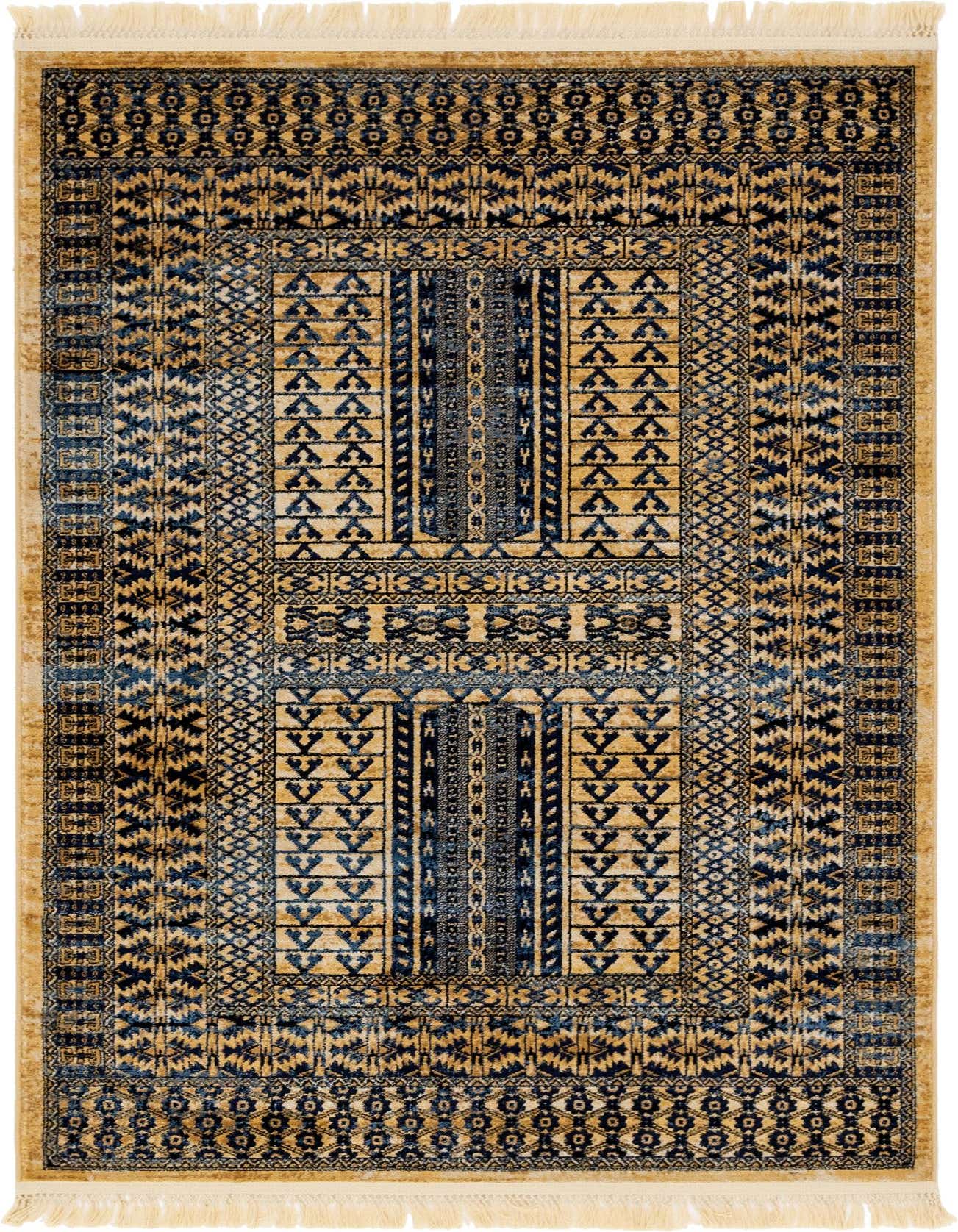 A 4x6 rectangular Kennedy rug featuring a traditional Southwestern pattern in shades of brown, tan, and cream with fringe.