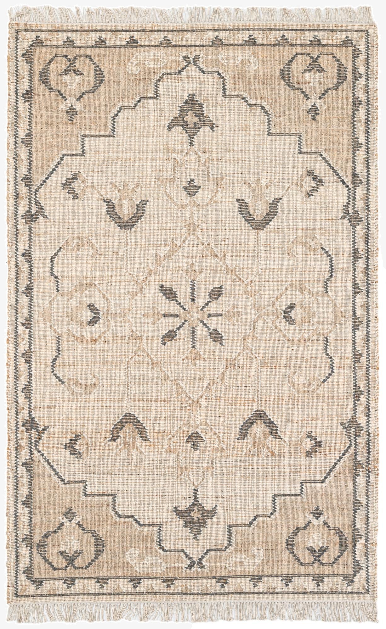  5' 2 x 8'  Hand Woven Kilim Jute Rug