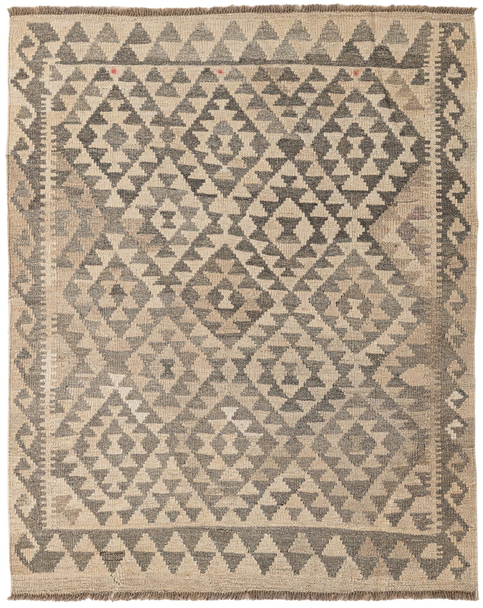  3' 8 x 4' 7  Hand Woven Kilim Maymana Wool Rug