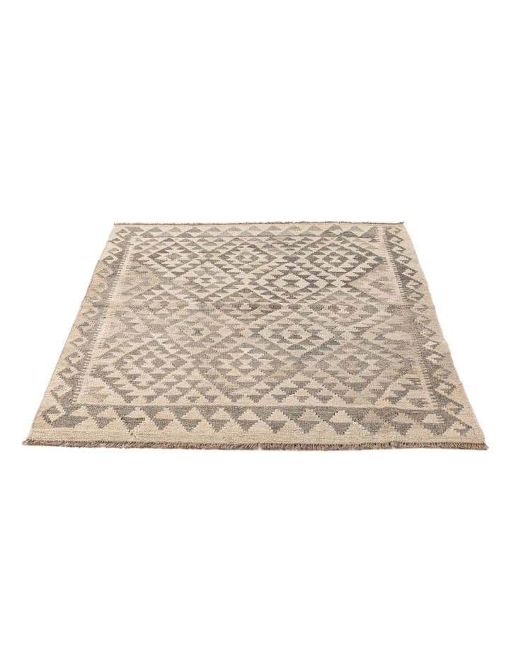 Detail image of  3' 8 x 4' 7  Hand Woven Kilim Maymana Wool Rug