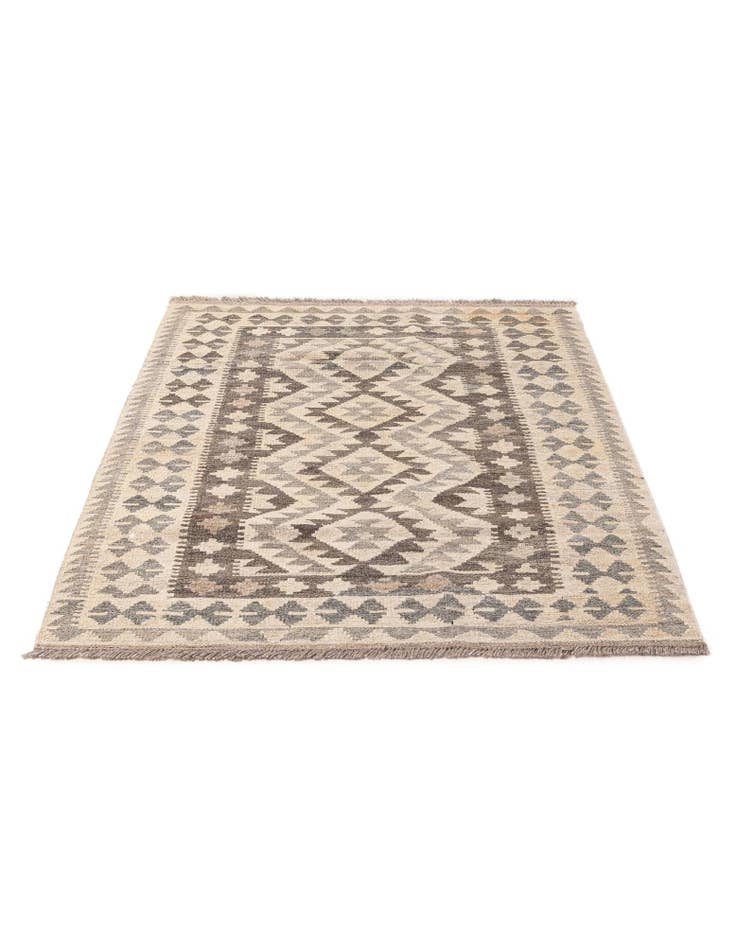 Detail image of  3' 4 x 4' 10  Hand Woven Kilim Maymana Wool Rug