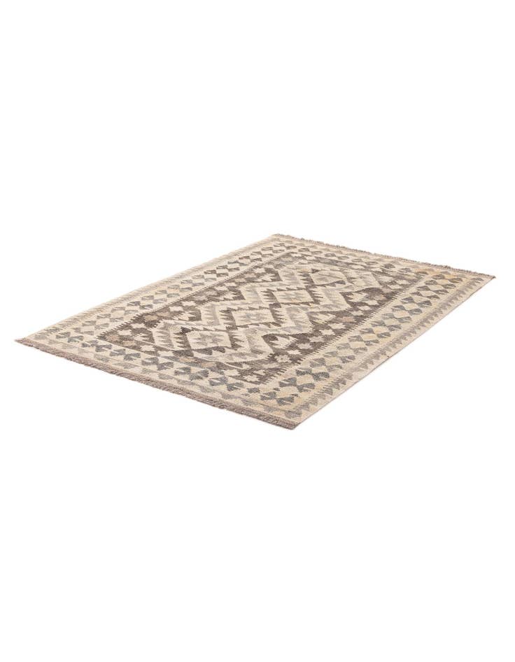 Detail image of  3' 4 x 4' 10  Hand Woven Kilim Maymana Wool Rug