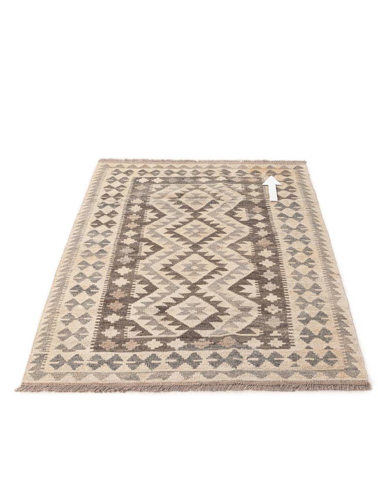 Detail image of  3' 4 x 4' 10  Hand Woven Kilim Maymana Wool Rug