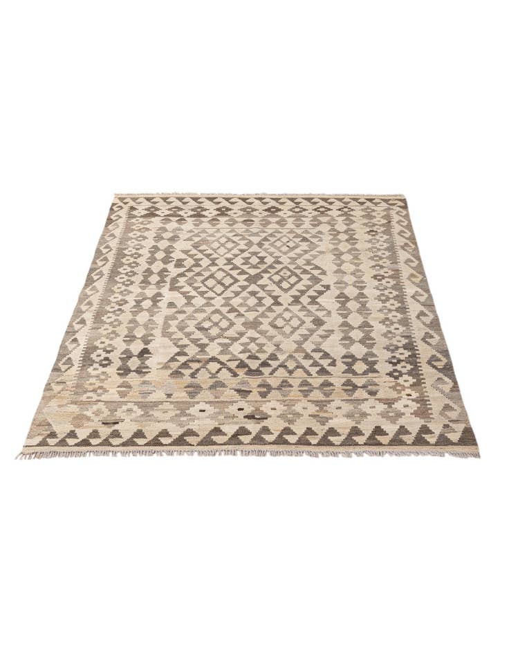 Detail image of  5' 1 x 6' 8  Hand Woven Kilim Maymana Wool Rug