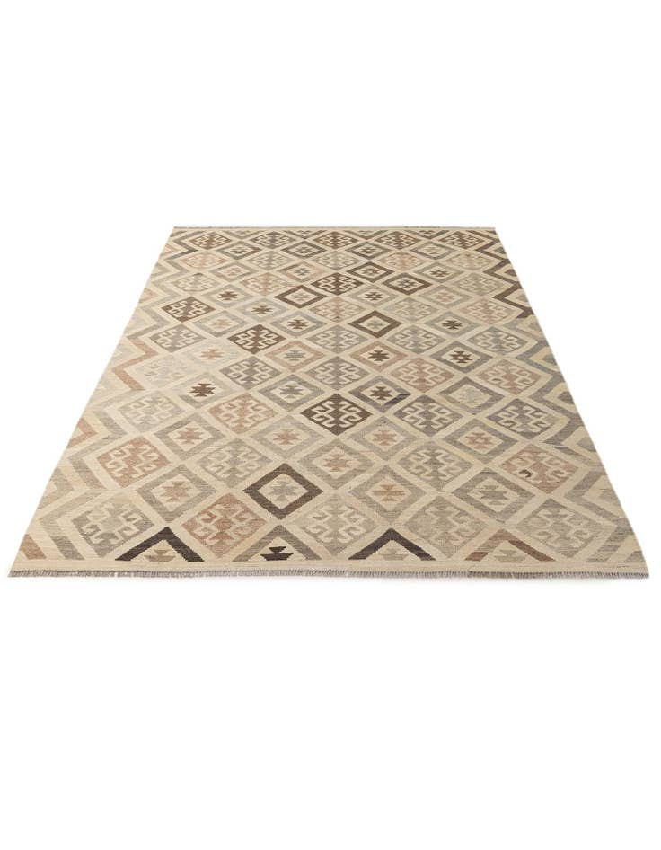 Detail image of  6' 9 x 9' 9  Hand Woven Kilim Maymana Wool Rug