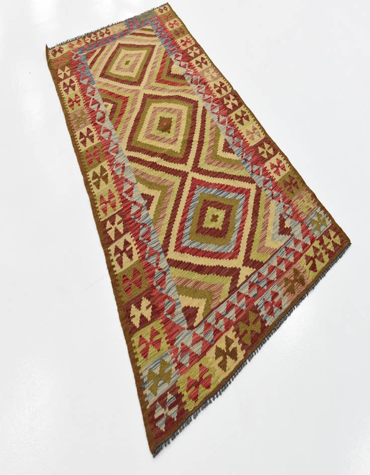 Detail image of  3' 10 x 6' 8  Hand Woven Kilim Maymana Wool Rug