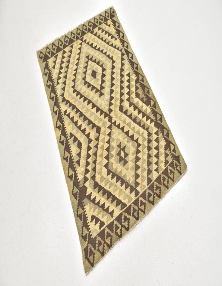 Detail image of  2' 10 x 4'  Hand Woven Kilim Maymana Wool Rug