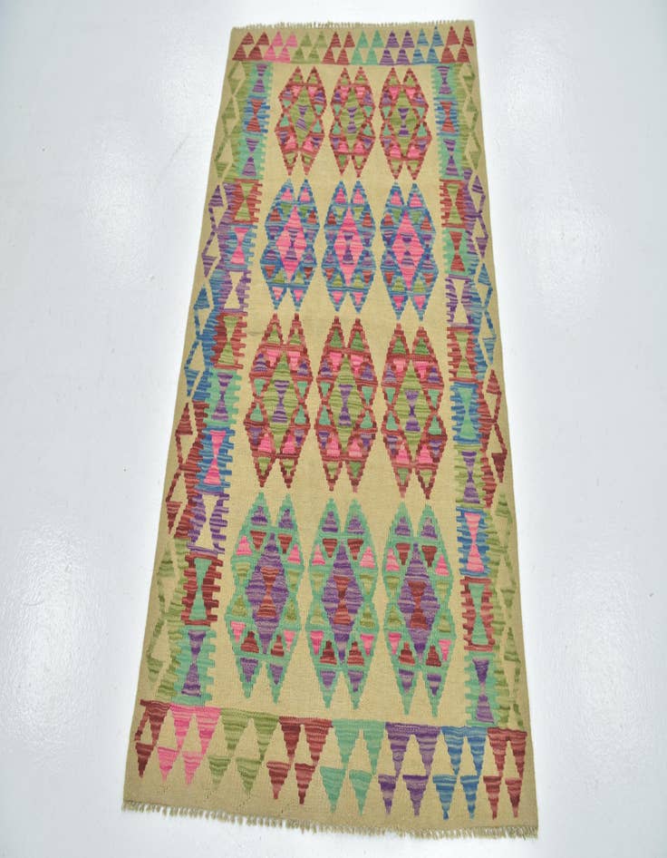 Detail image of  3' 2 x 4' 10  Hand Woven Kilim Maymana Wool Rug