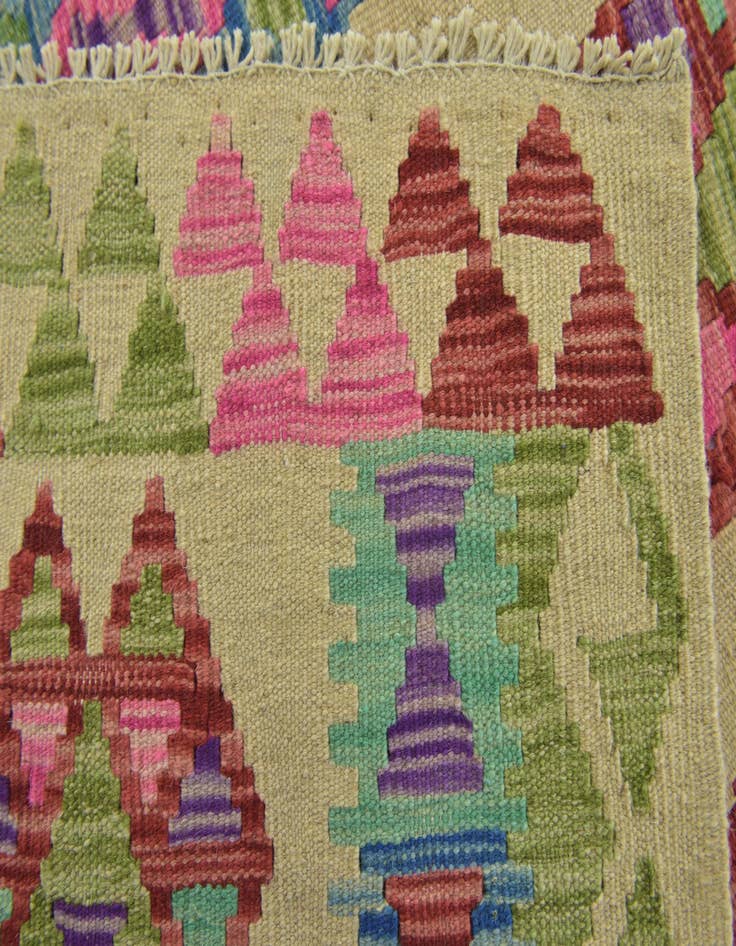 Detail image of  3' 2 x 4' 10  Hand Woven Kilim Maymana Wool Rug