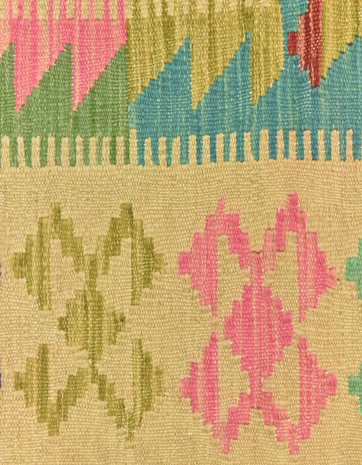 Detail image of  3' 2 x 4' 9  Hand Woven Kilim Maymana Wool Rug