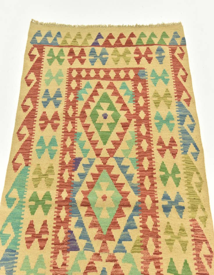 Detail image of  3' 4 x 5'  Hand Woven Kilim Maymana Wool Rug