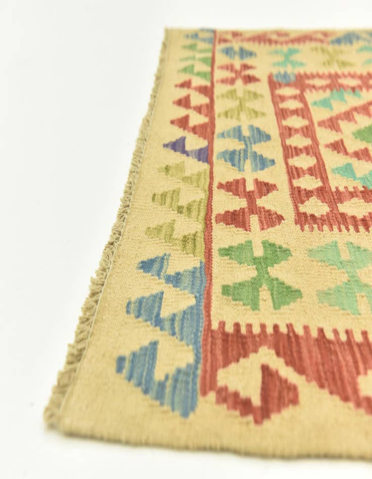 Detail image of  3' 4 x 5'  Hand Woven Kilim Maymana Wool Rug