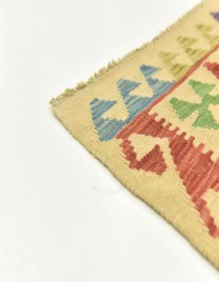 Detail image of  3' 4 x 5'  Hand Woven Kilim Maymana Wool Rug