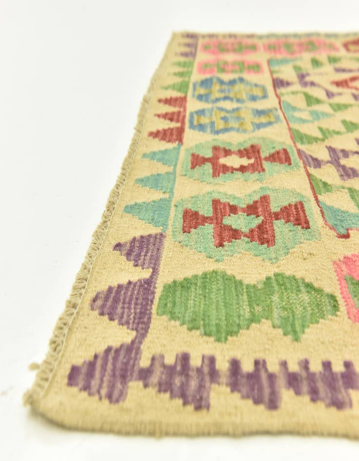 Detail image of  3' 7 x 5' 1  Hand Woven Kilim Maymana Wool Rug