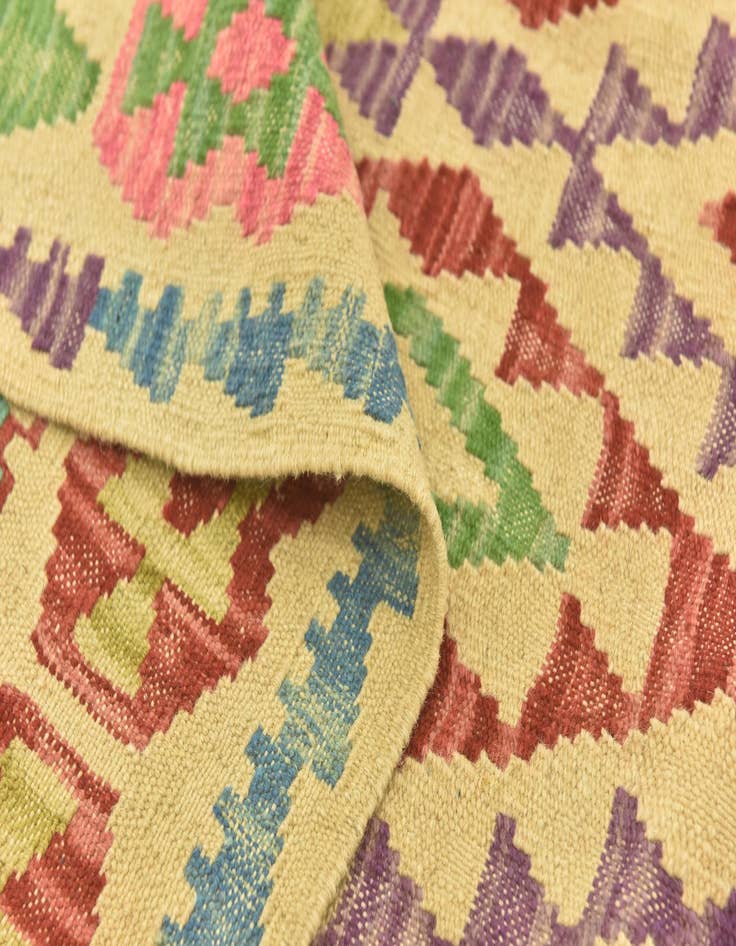 Detail image of  3' 7 x 5' 1  Hand Woven Kilim Maymana Wool Rug